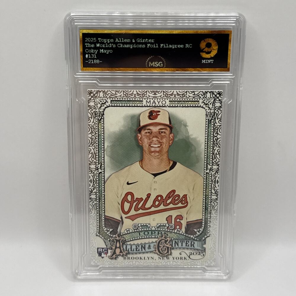 2025 Topps Allen & Ginter Coby Mayo #131 Foil Filagree Orioles RC Graded 9 Mint